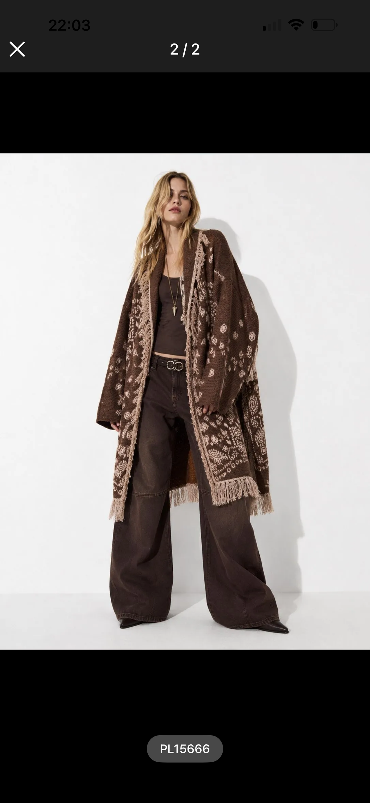 Cardigan Lungo "Boho-Chic" con Frange - PL15666